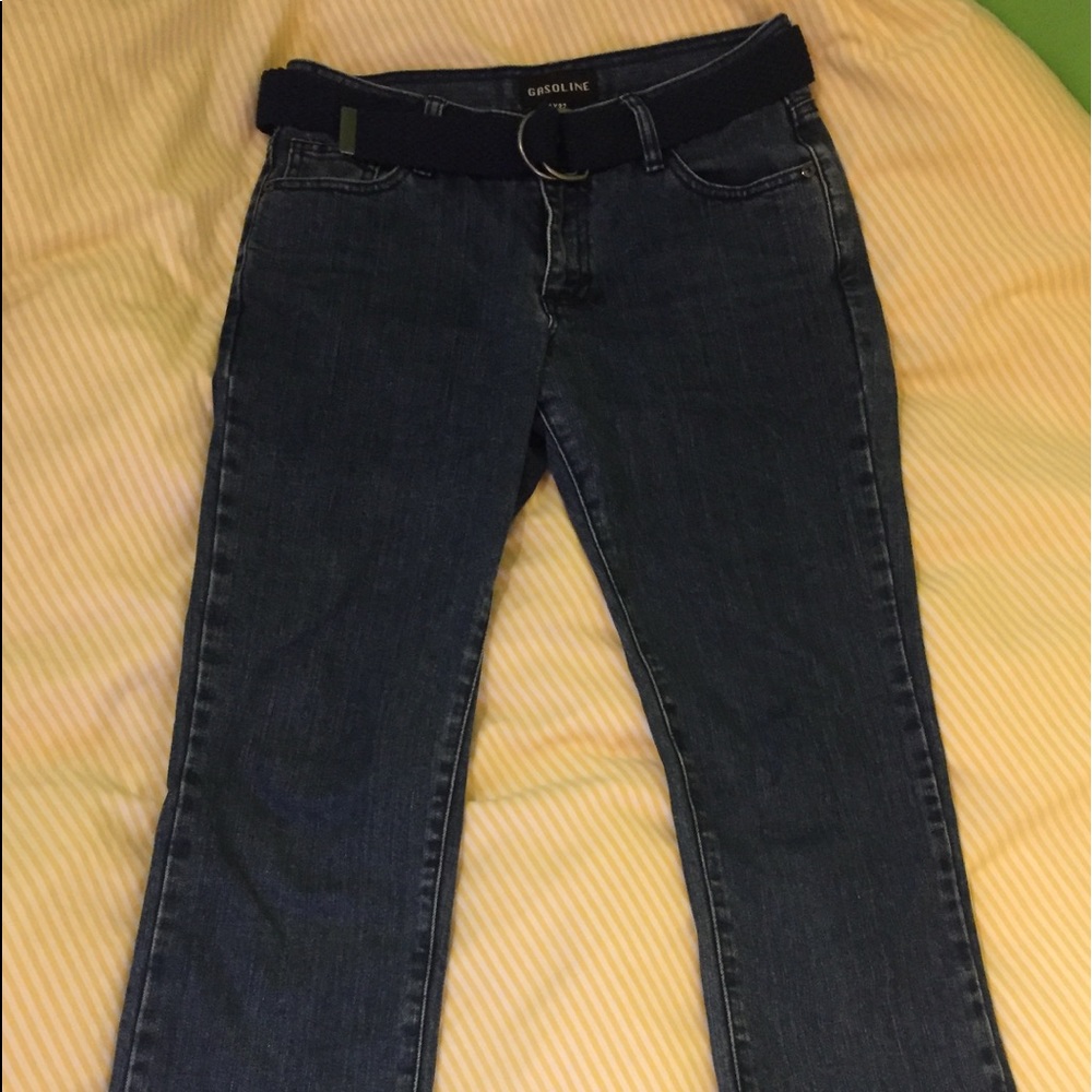 Gasoline Blue Jeans & Belt 4x32 EUC Dark Wash Denim Womens
